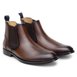 Bota Masculina Berlim Chelsea Couro Havana - SOPRAFFINO