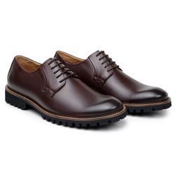 Sapato Masculino Derby Ravena Couro Café - SOPRAFFINO