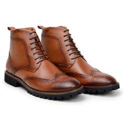 Bota Brogue Ravena Couro Whisky - SOPRAFFINO