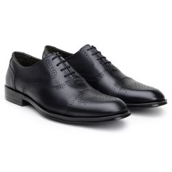 Sapato Masculino Oxford Brogue Couro Preto - SOPRAFFINO