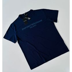 Camiseta Emporio Armani Milano AZUL MALHA CHINESA - SP GRIFES - Camisetas Importadas no Atacado