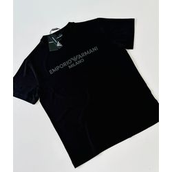 Camiseta Emporio Armani Milano PRETA MALHA CHINESA - SP GRIFES - Camisetas Importadas no Atacado