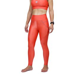 Calça de Compressão para Corrida Sprint Race Feminina Coral Lisa Com Bolso - Sprint Race 