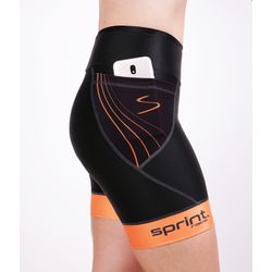 Bermuda de Compressão para Corrida Sprint Race Feminina Laranja Com Bolso - Sprint Race 