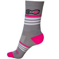 Meia Marcio May Cinza Faixa Branca/rosa Fluor - 71... - Station Bike