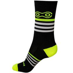 Meia Marcio May Preta Com Faixa Cinza/amarelo Fluo... - Station Bike