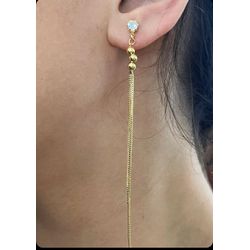 Brinco Comprido Zirconia bolinha - 999999ZB - Stefania