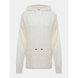 BLUSA EM TRICOT TRABALHADA COM CAPUZ OFF WHITE ANS... - STILOMOR