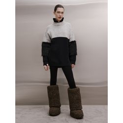 Blusa Em Tricot Com Pele Na Manga Preto Anselmi - ... - STILOMOR