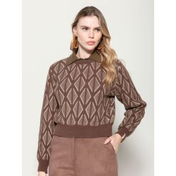 Blusa em Fio Pluma Exclusivo c/ Padronagem Geométr... - STILOMOR