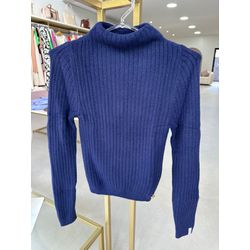 Blusa Malha Canelada Fio Pluma Azul Marinho - 2794 - STILOMOR