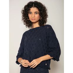Blusa Tricô Trabalhada Biamar Meia Noite - 25625 - STILOMOR