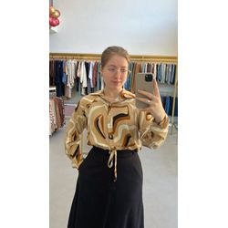 Camisa Amarração Estampada Camel - 22466 - STILOMOR