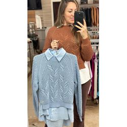 Blusa Tricô Trabalhada Biamar Mocha Mousse - 24929 - STILOMOR