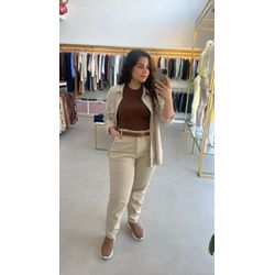 Calça Mom em Sarja Com Cinto - 26289 - STILOMOR