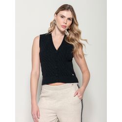 Colete em Fio Pluma c/ Tecimento em Tranças Biamar... - STILOMOR