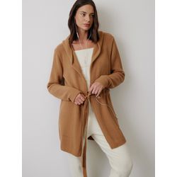 Casaco Alongado Fio Nuvem C Cinto Nori Caramelo - ... - STILOMOR