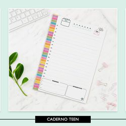 Miolo Caderno/Agenda - Teen - A5 - 65B9C5 - Studio Office K