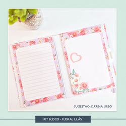 Kit Bloco - Floral Lilás - CEM0004 - Studio Office K