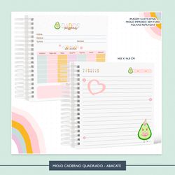 Miolo Caderno Quadrado - Abacate - CAD0002 - Studio Office K