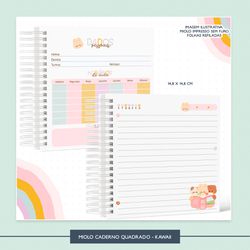 Miolo Caderno Quadrado - Kawaii - CAD0004 - Studio Office K