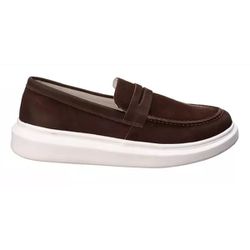 Sapato Loafer Guitte Slip On Marrom Couro Legítimo... - SENHOR DOS CALÇADOS