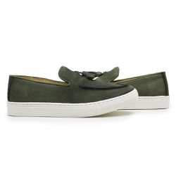 Sapato Loafer Guitte Bambulim Oliva Couro Legítimo... - SENHOR DOS CALÇADOS