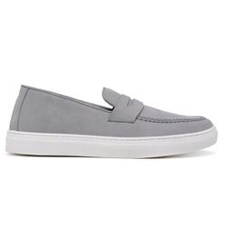 Sapato Loafer Guitte Gravata Cinza Couro Nobuck - ... - SENHOR DOS CALÇADOS