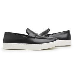 Sapato Loafer Guitte Gravata Preto Couro Legítimo ... - SENHOR DOS CALÇADOS