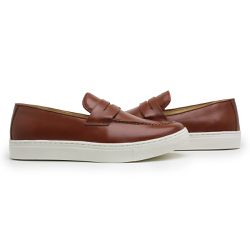 Sapato Loafer Guitte Gravata Whisky Couro Legítimo... - SENHOR DOS CALÇADOS