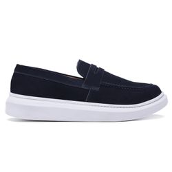 Sapato Loafer Guitte Slip On Azul Marinho Couro Le... - SENHOR DOS CALÇADOS