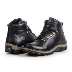 Bota Coturno Adventure Piemonte Couro Eco Preto - ... - SENHOR DOS CALÇADOS