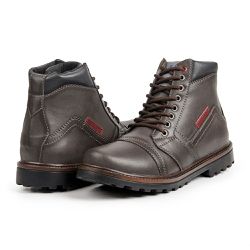 Bota Coturno Masculino Imola Couro Eco Cafe - STEF... - SENHOR DOS CALÇADOS