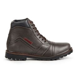 Bota Coturno Masculino Imola Couro Eco Cafe - STEF... - SENHOR DOS CALÇADOS