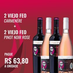 Kit 2 Viejo Feo Carmenère + 2 Pinot Noir Rosé - Super Vinhos