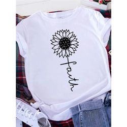 Camiseta Estampada Frente Girassol Fé Sunflower Fa... - Atacado Leandrinho