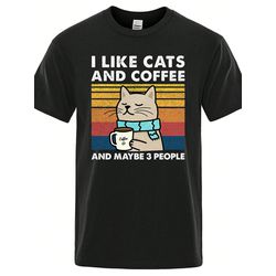 Camiseta Estampada Frente I Like Cats and Coffee M... - Atacado Leandrinho