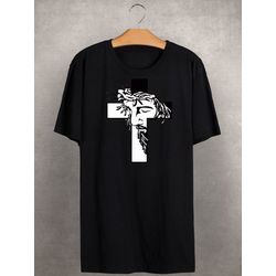 Camiseta Estampada Frente Jesus Cruz Coroa Espinho... - Atacado Leandrinho