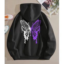 Moletom Preto Estampa Costas Borboleta Branca e Ro... - Atacado Leandrinho