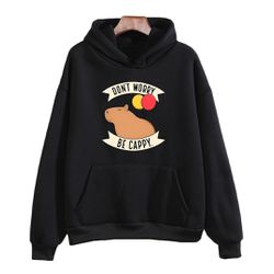 Moletom Preto Estampa Frente Don't Worry Be Capy -... - Atacado Leandrinho