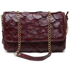 Bolsa em Couro de Pirarucu (Arapaima Gigas) Vinho ... - Taia 