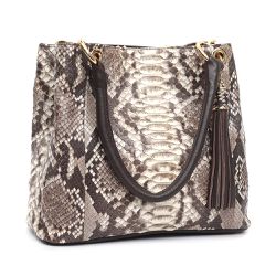 Bolsa em Couro de Cobra (Python reticulatus) Natur... - Taia 