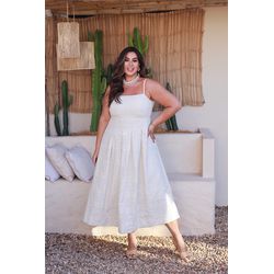 Vestido Melissa Cream - TA242326 - TAMTAUM PLUS SIZE FASHION