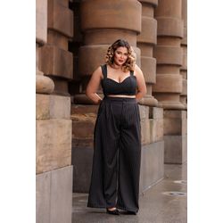 Conjunto Celeste Black - TA242215 - TAMTAUM PLUS SIZE FASHION