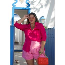 Short Paola candy pink - TA241854 - TAMTAUM PLUS SIZE FASHION