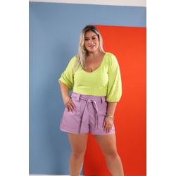 Shorts Aline tulipa - TA241706 - TAMTAUM PLUS SIZE FASHION