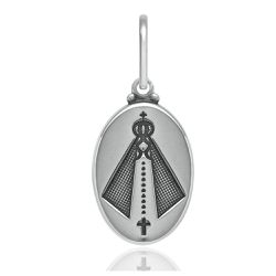Pingente Oval com Nossa Senhora Aparecida Fosca em... - Tarciana Joias