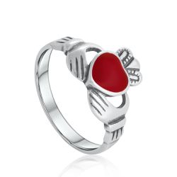 Anel Claddagh com Resina Colorida em Prata 925 - T... - Tarciana Joias
