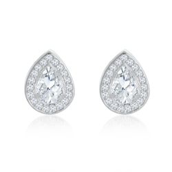 Brinco Gota Pedras Zircônias em Prata 925 - Branco... - Tarciana Joias