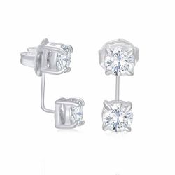 Brinco Grace Kelly de Zircônia em Prata 925 - B060 - Tarciana Joias